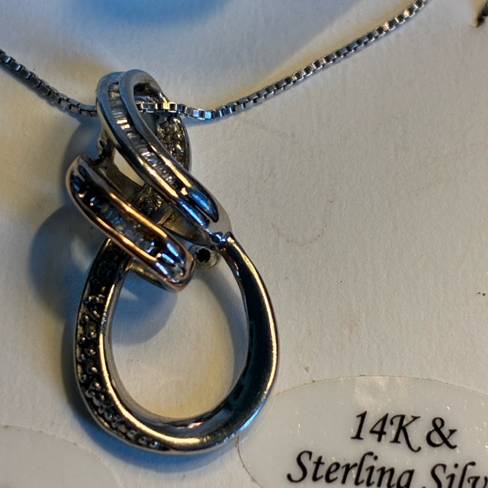 Macy's Bridge Diamond & 14K Rose Gold and Sterling Silver Swirl Pendant Necklace